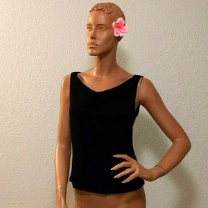 Ellen Tracy Cowl Neck Black Tank Top